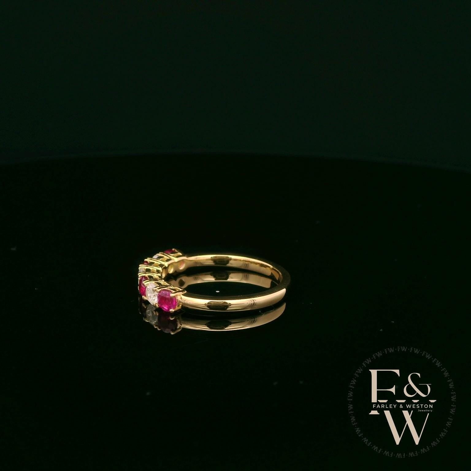 18ct Yellow Gold Round-Cut Ruby & Diamond Ring