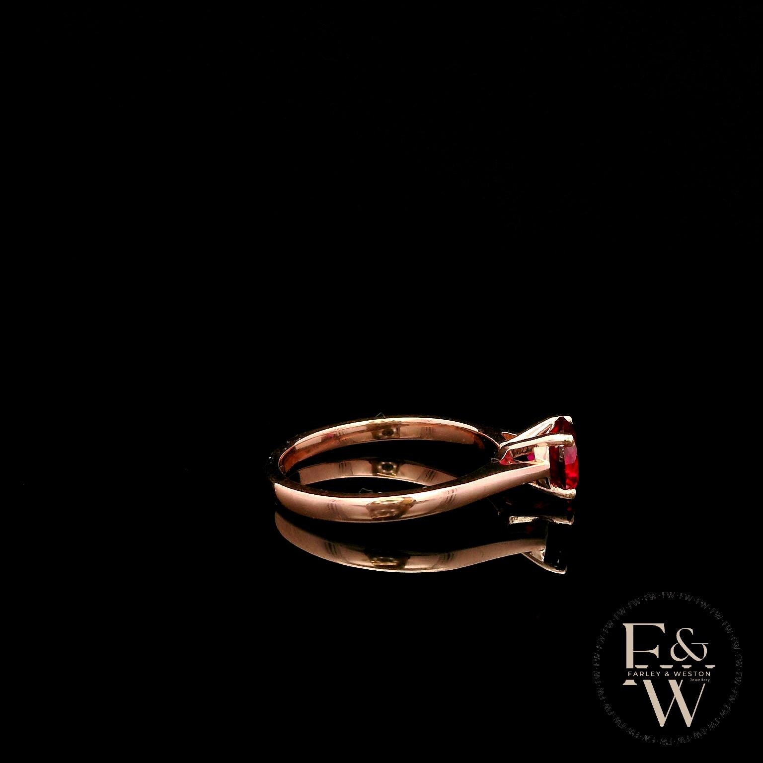 9ct Rose Gold Ruby CZ Solitaire Ring