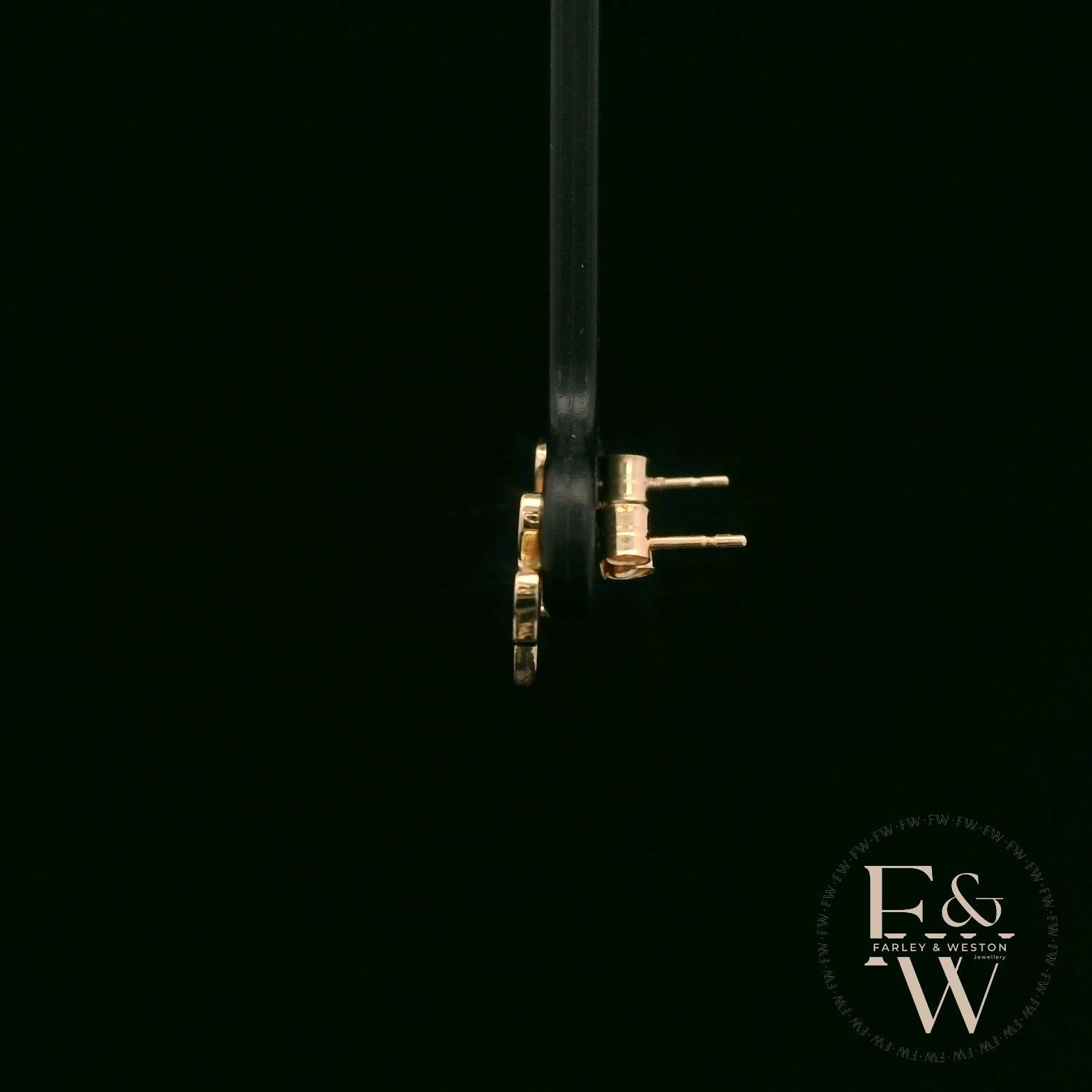 3 Leaf Clover 9ct Yellow Gold Studs