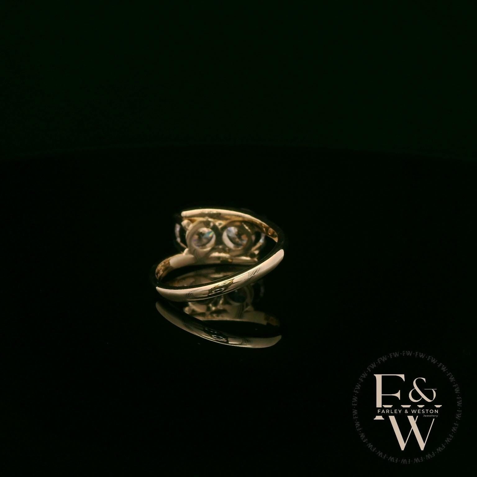 Double Moissanite & 9ct Yellow Gold Ring