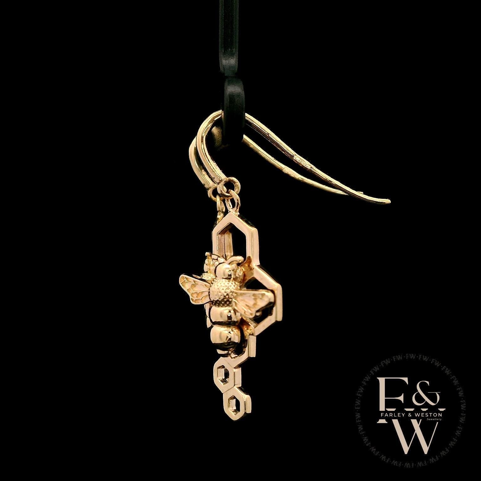 9ct Yellow Gold Bee-Inspired Earrings