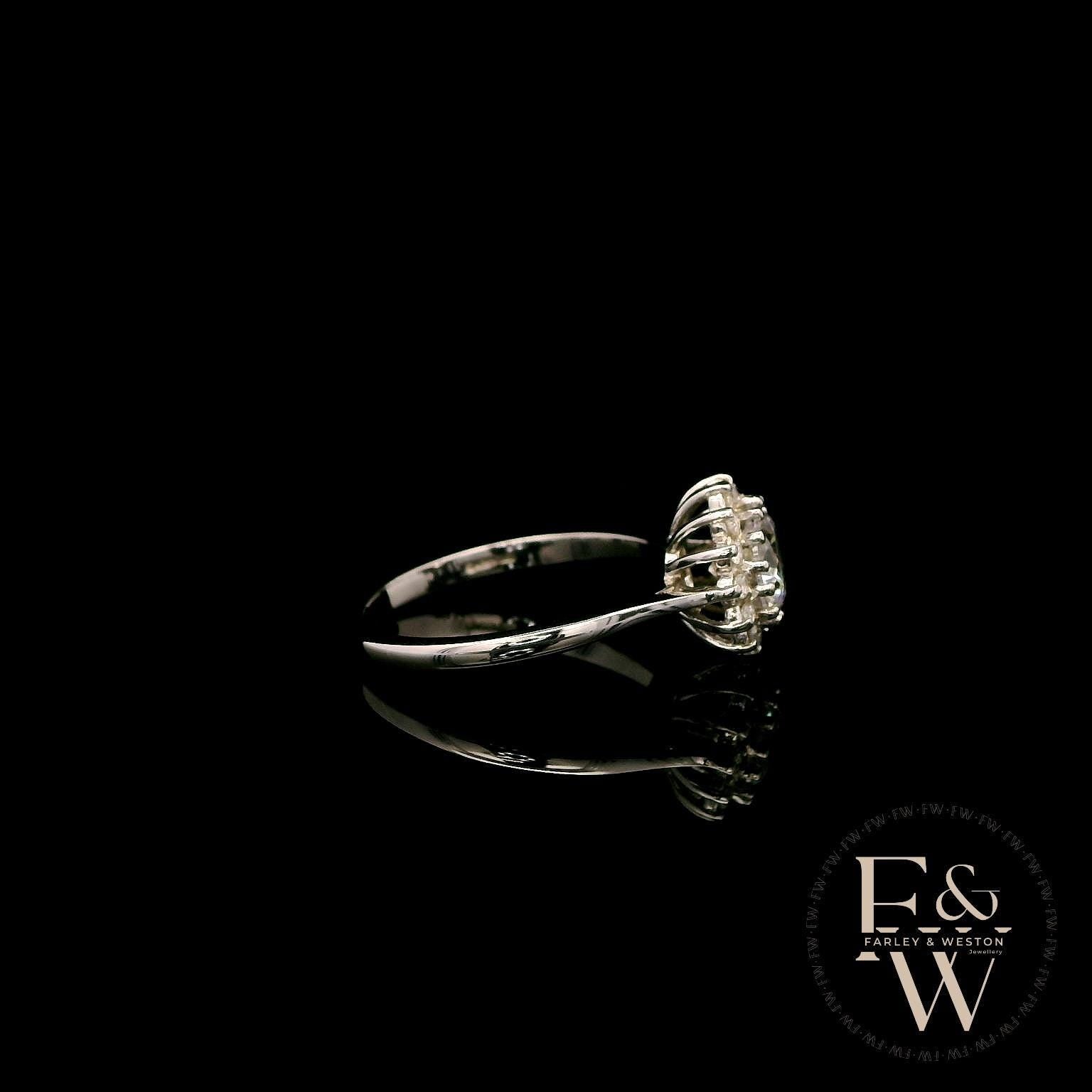 9ct White Gold & White Moissanite Gold Floral Ring