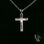 9ct White Gold White Moissanite Diamond Set Cross Pendant