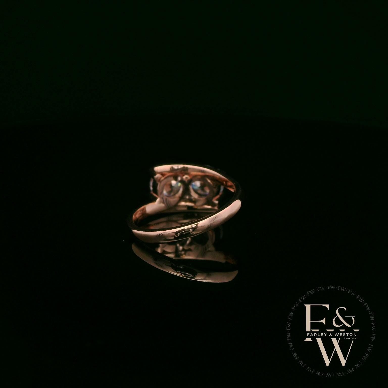Double Moissanite & 9ct Rose Gold Ring