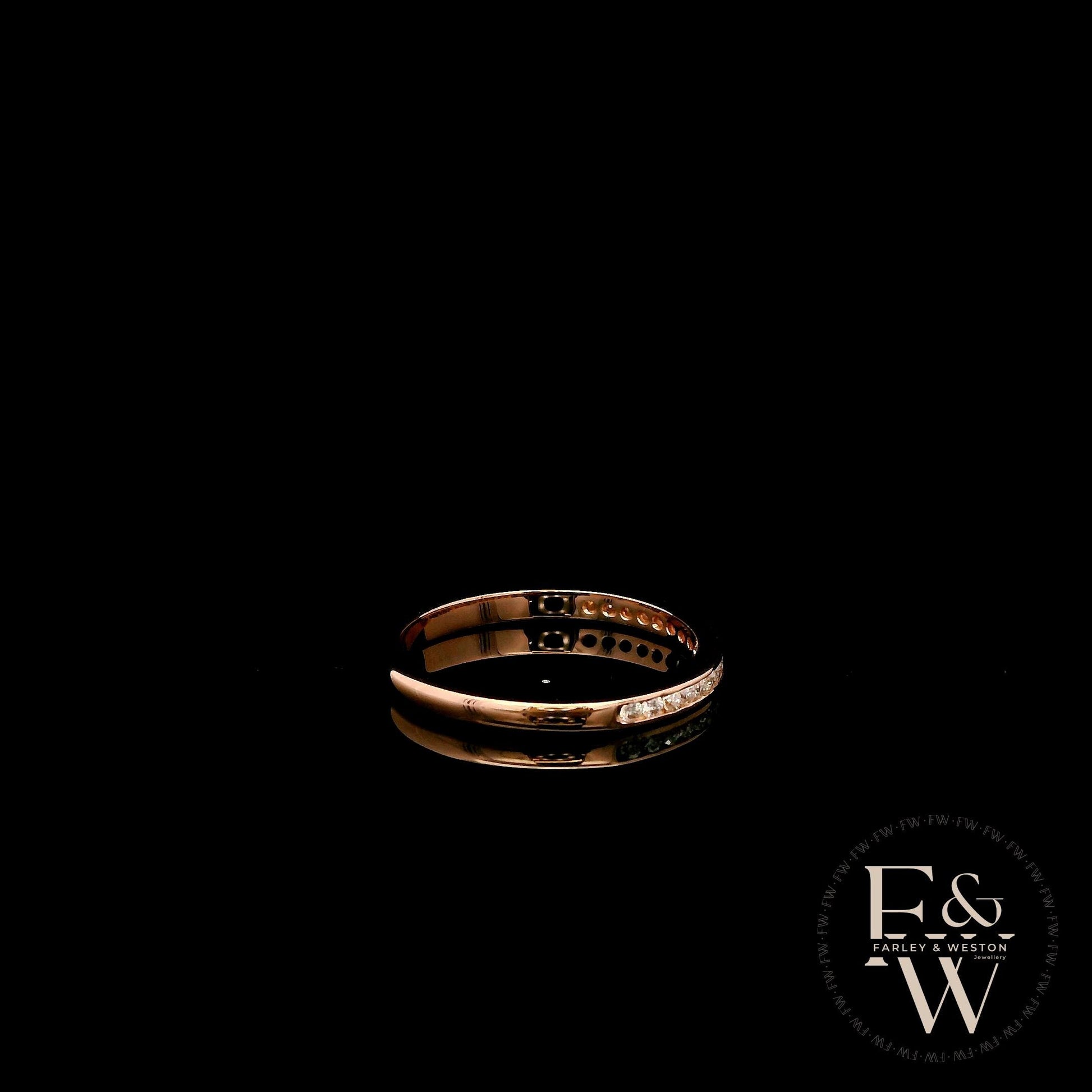 9ct Rose Gold Channel Set White Moissanite Half-Eternity Ring