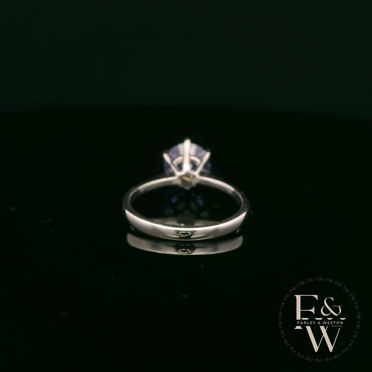 Tanzanite CZ Solitaire 9ct White Gold Ring