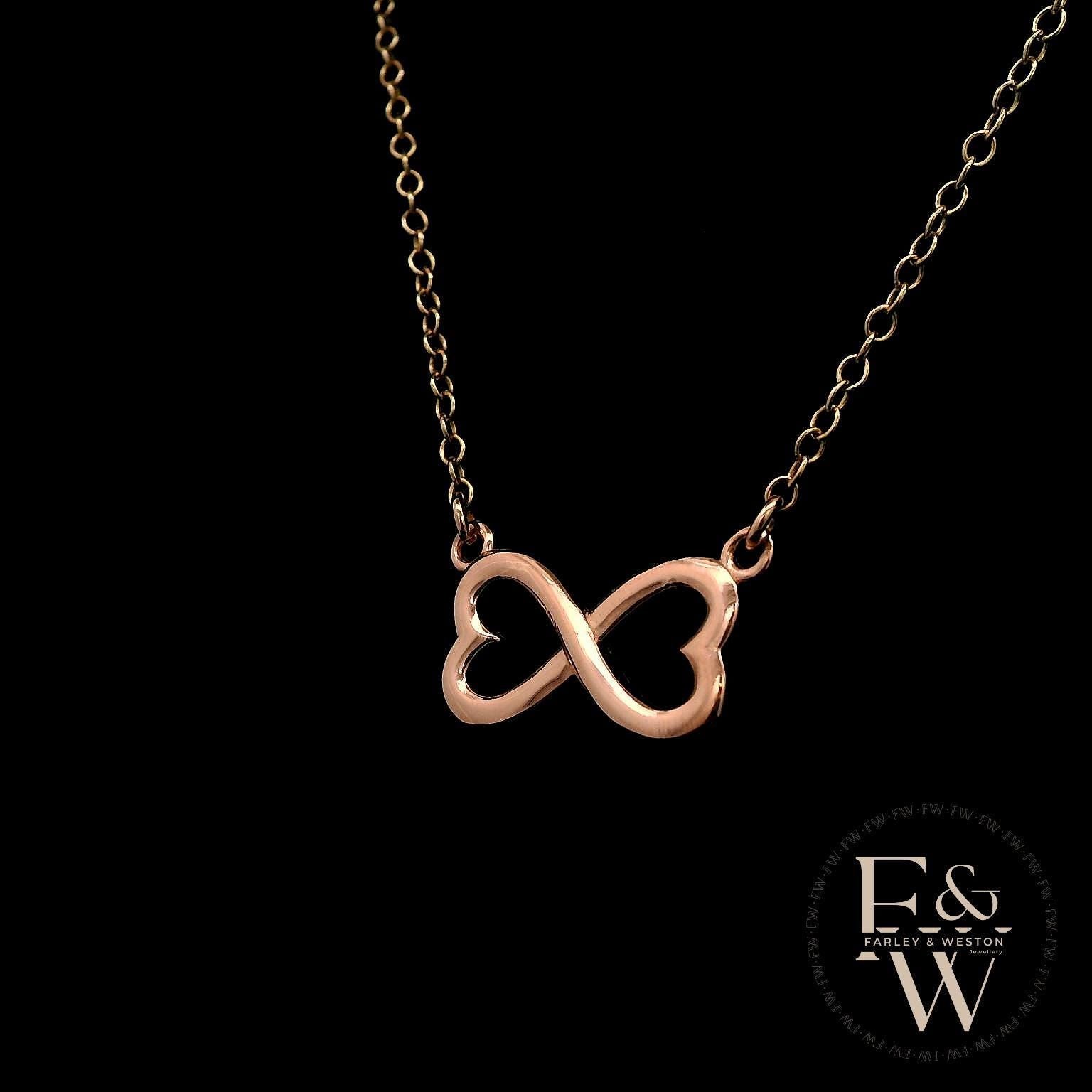 9ct Rose Gold Infinity Heart Pendant