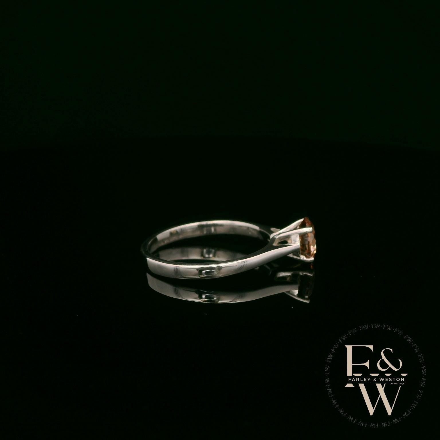 Solitaire Champagne & Silver Engagement Ring