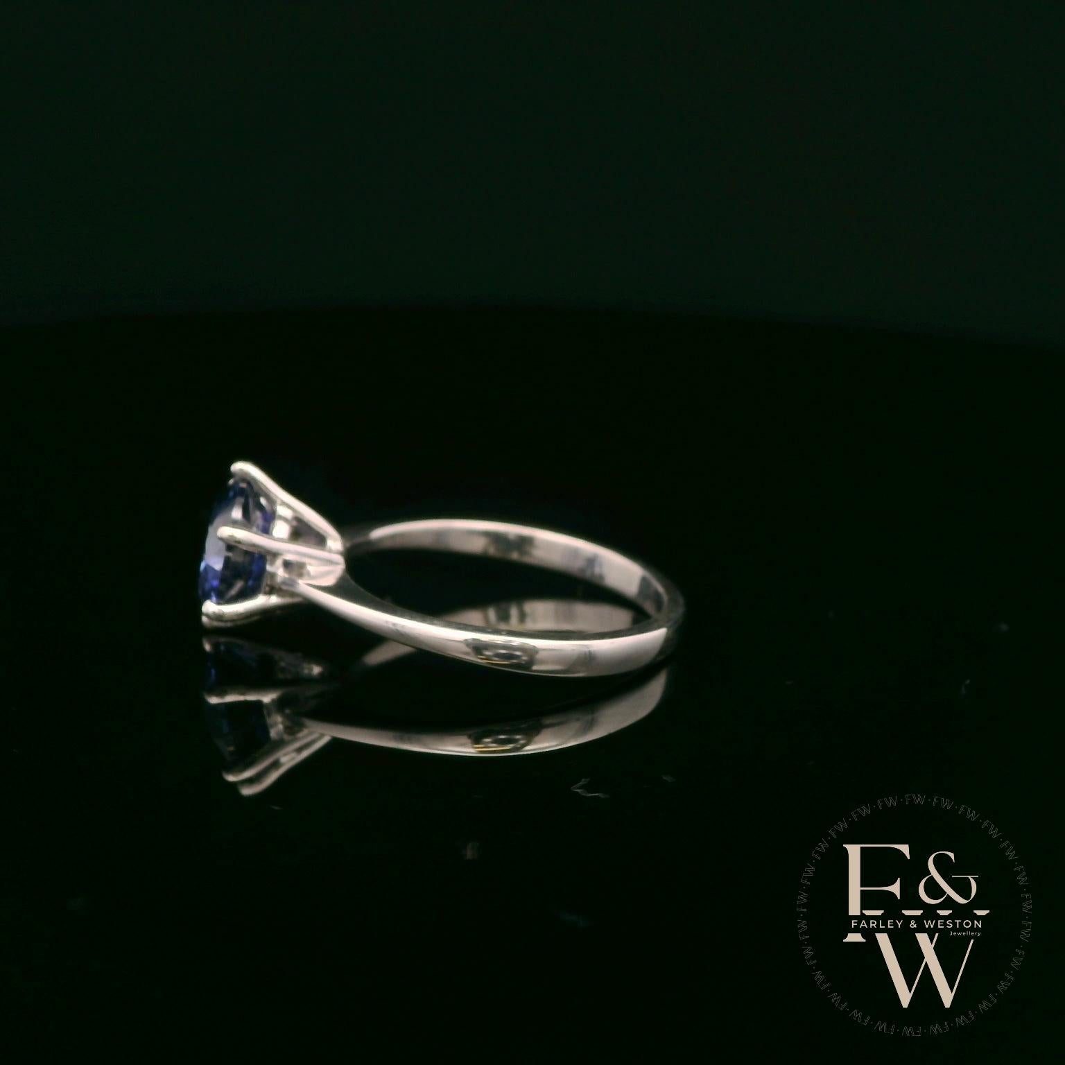 Tanzanite CZ Solitaire 9ct White Gold Ring