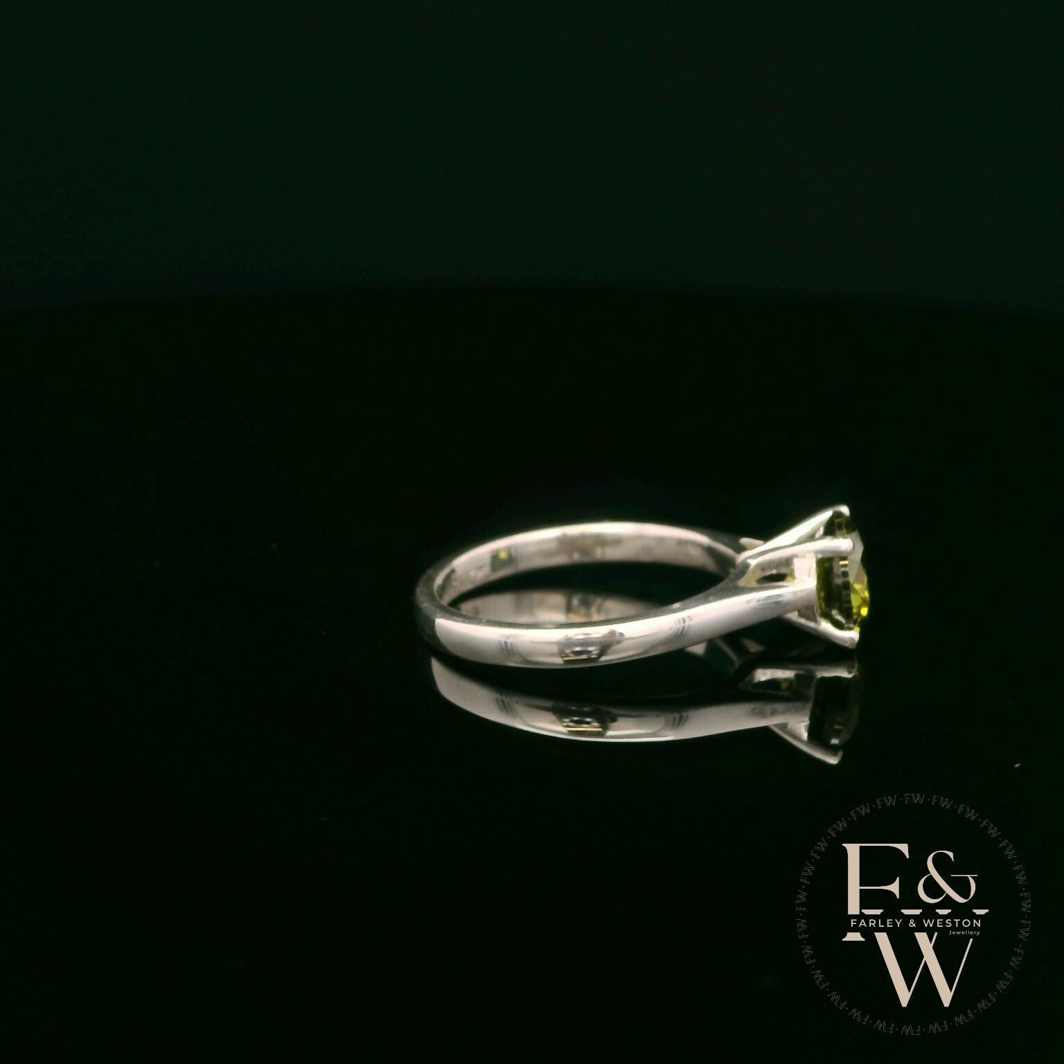 Sterling Silver Peridot CZ Single Stone Ring