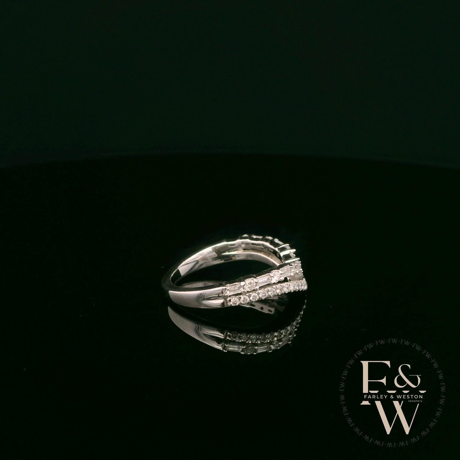 18ct White Gold Baguette-Cut Diamond Band Ring