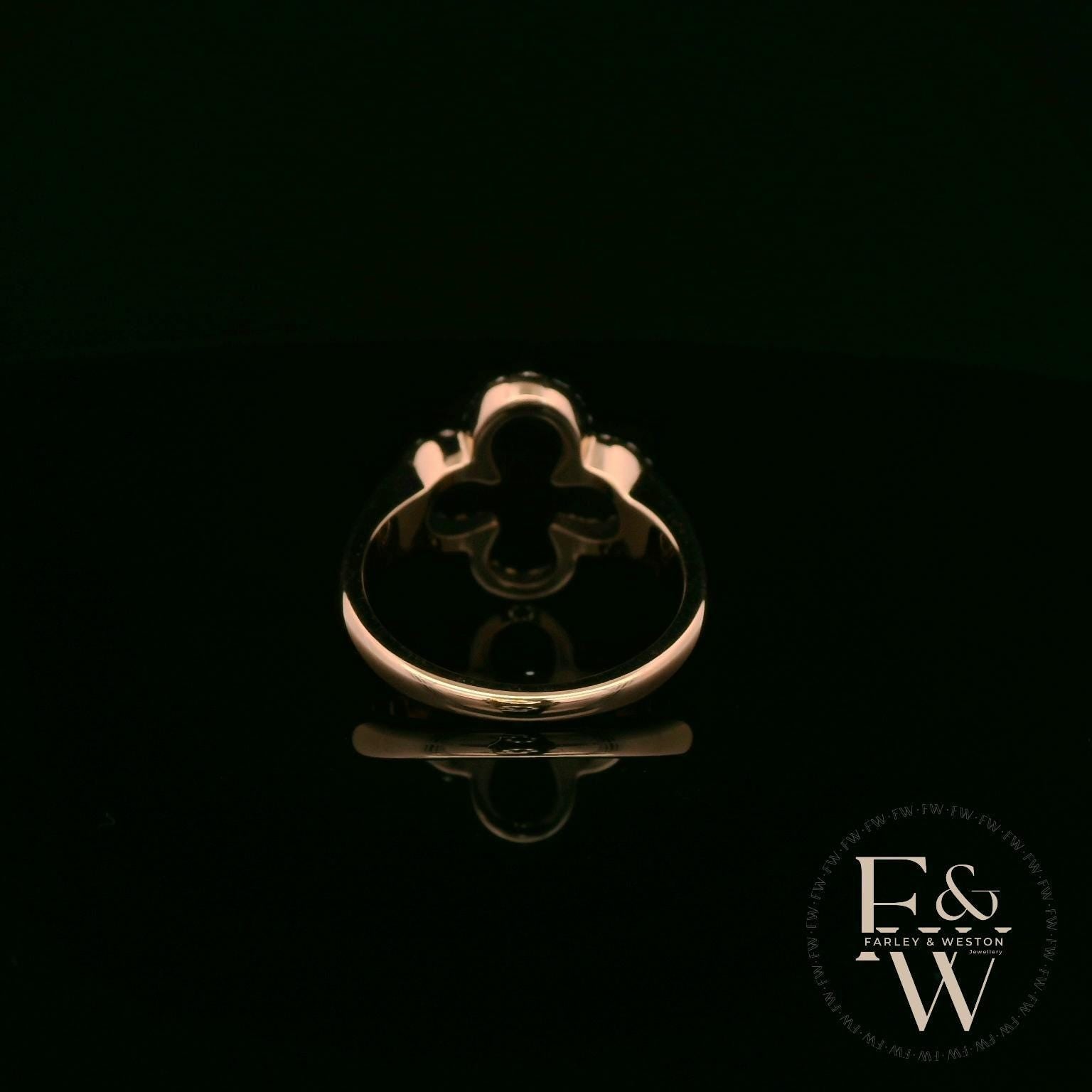 18ct Rose Gold Diamond-Encrusted Open Clover Ring