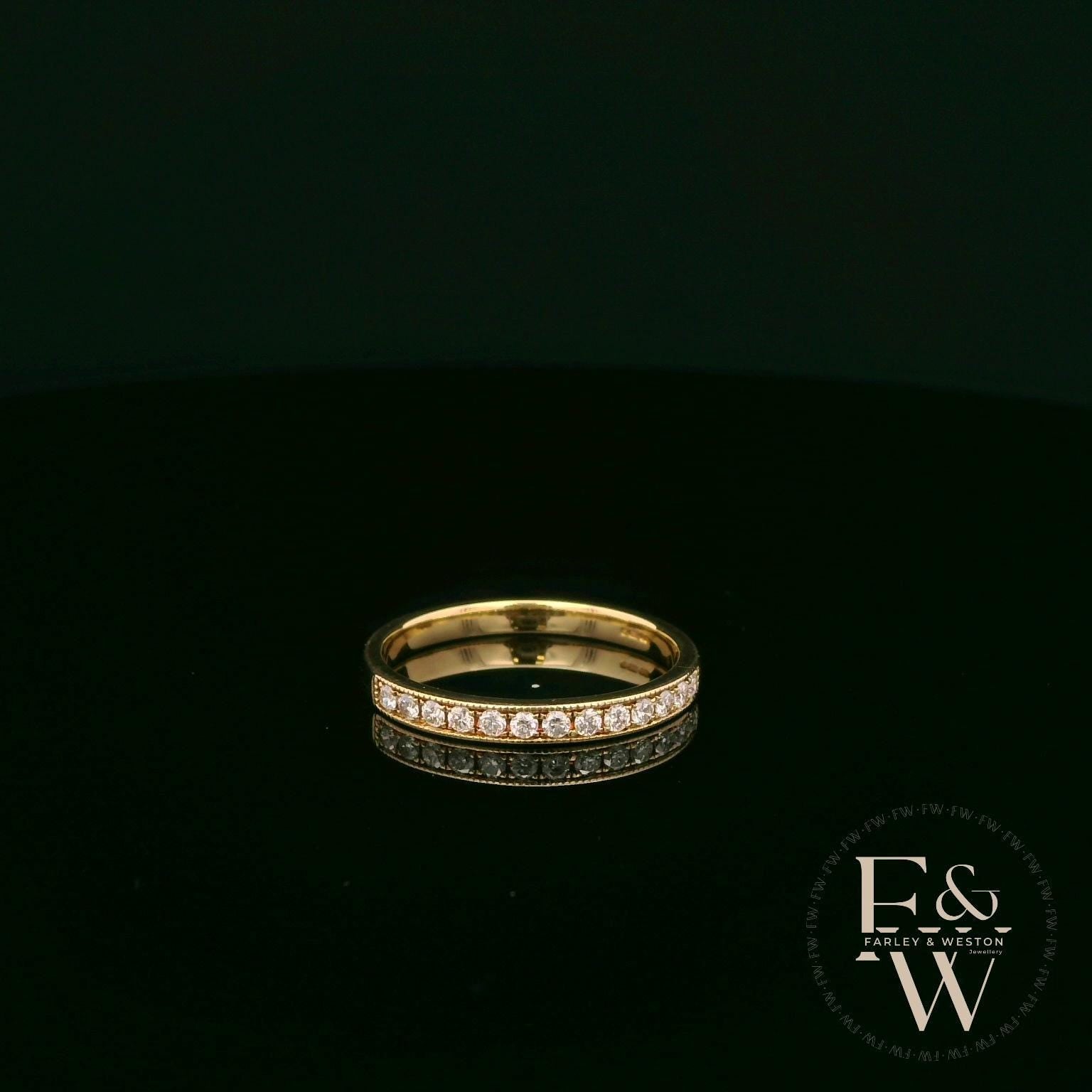 18ct Yellow Gold Round-Cut Diamond Half Eternity Ring