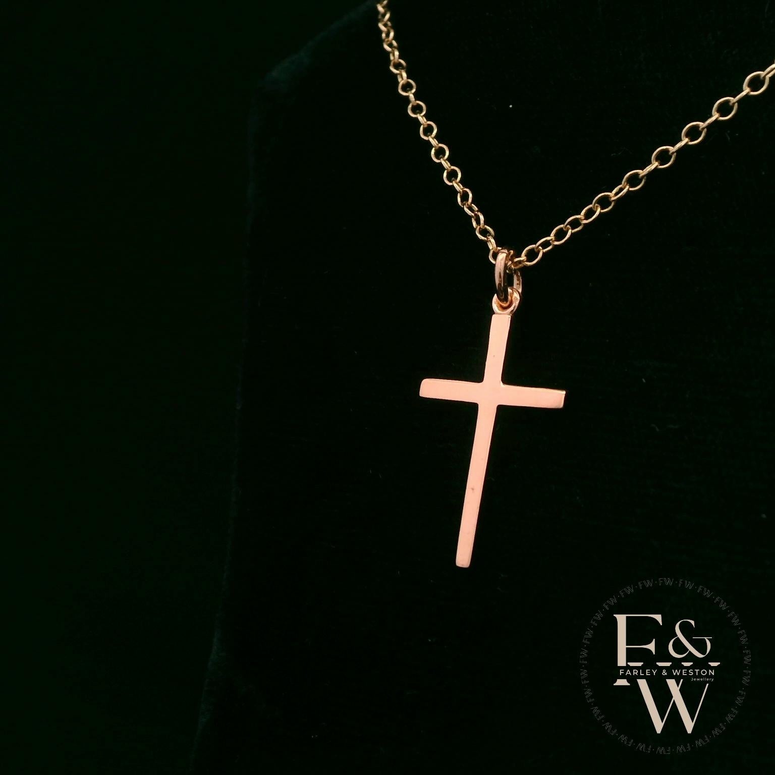 9ct Rose Gold Small Plain Cross Pendant