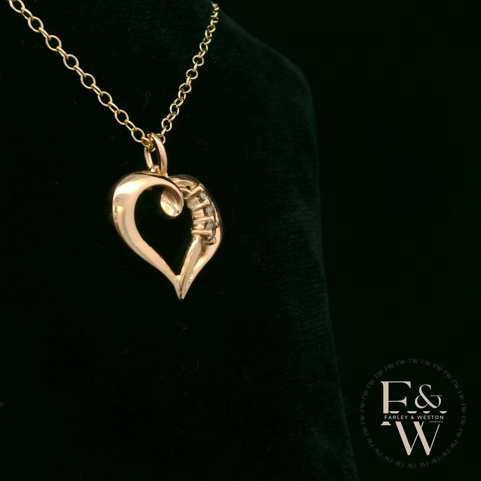 9ct Yellow Gold Small White Moissanite Heart Pendant