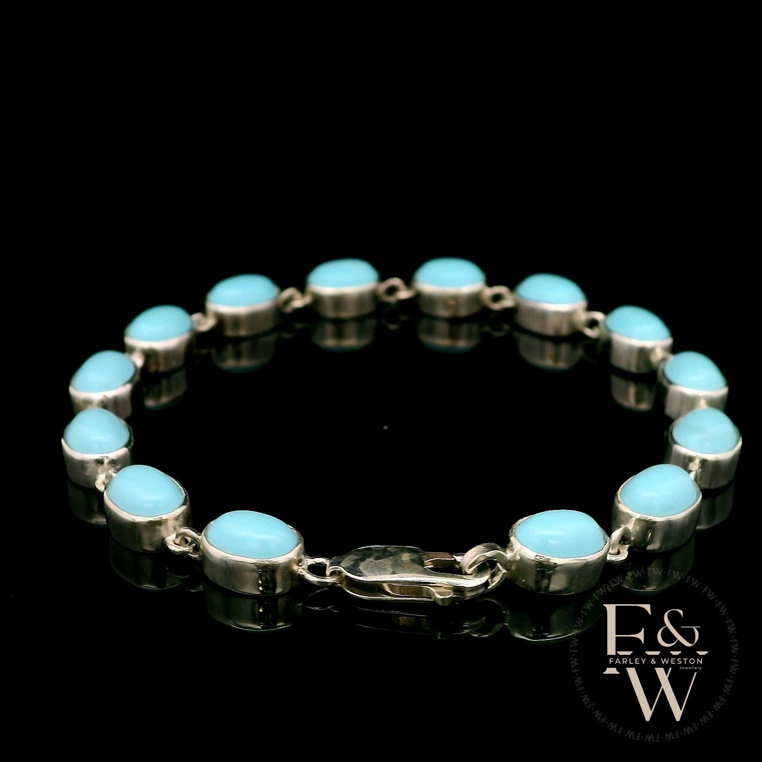 Sterling Silver Oval Turquoise Bracelet
