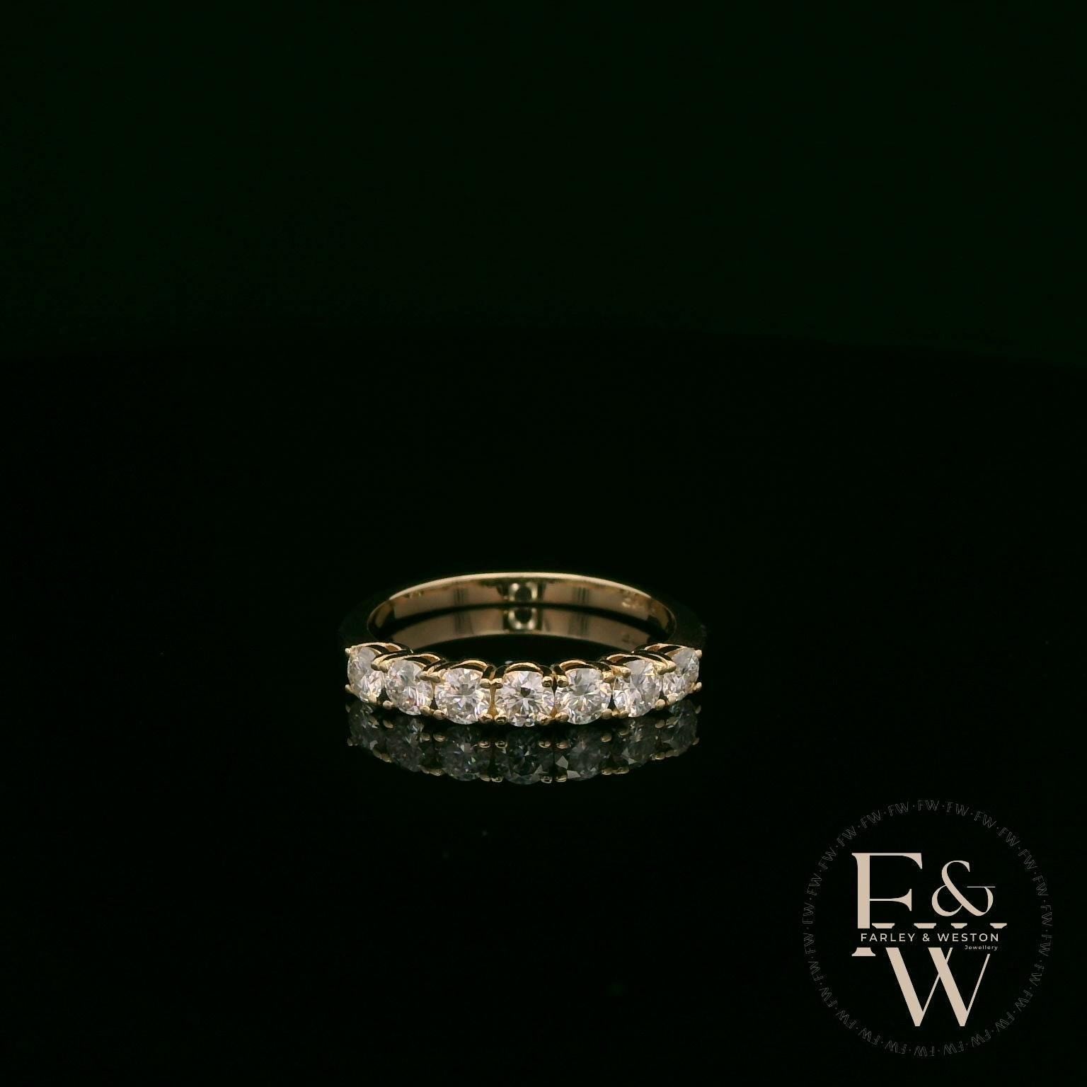 Moissanite & 9ct Yellow Gold Half-Eternity Ring