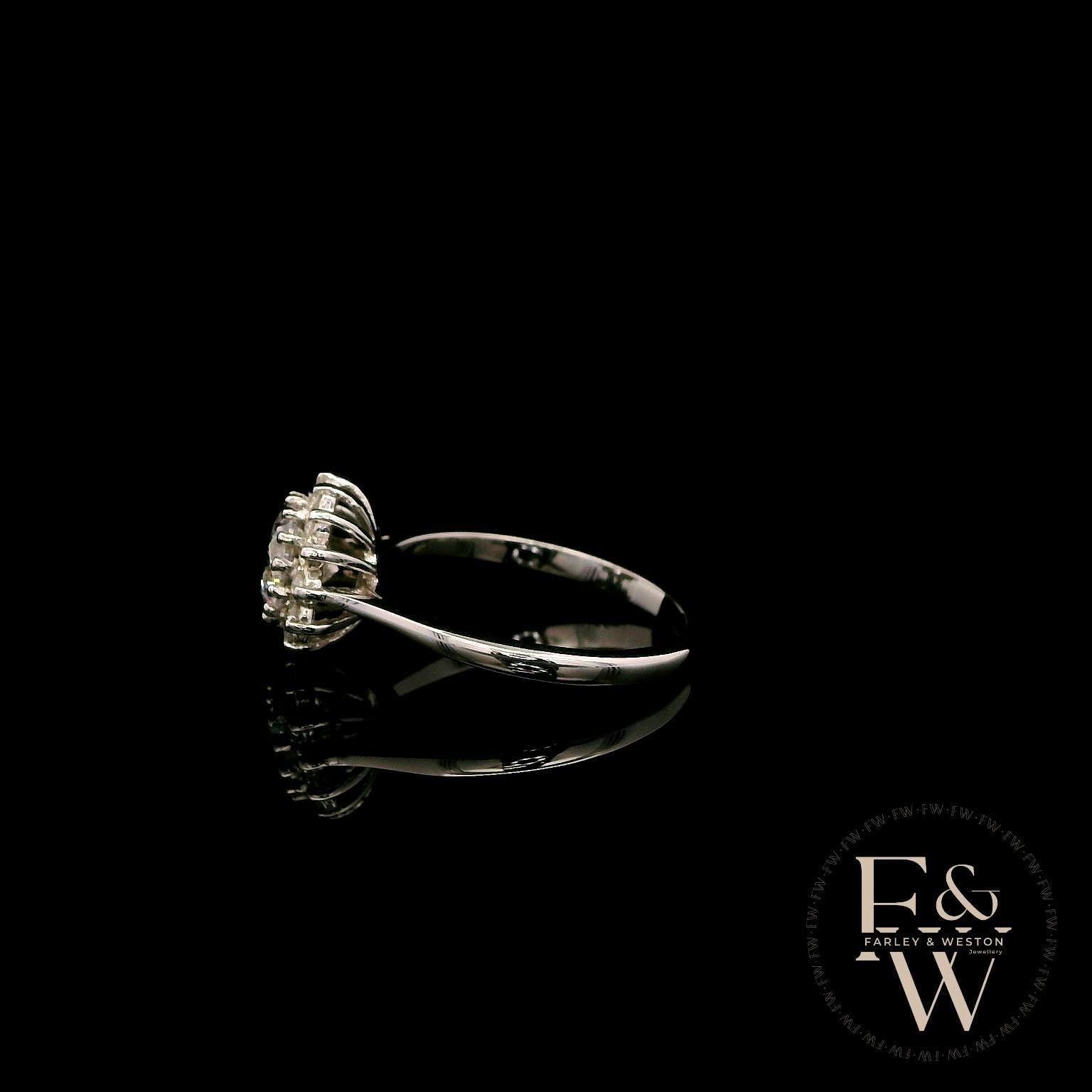 9ct White Gold & White Moissanite Gold Floral Ring