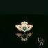 9ct Yellow Gold Green Agate & White CZ Claddagh Cluster Ring