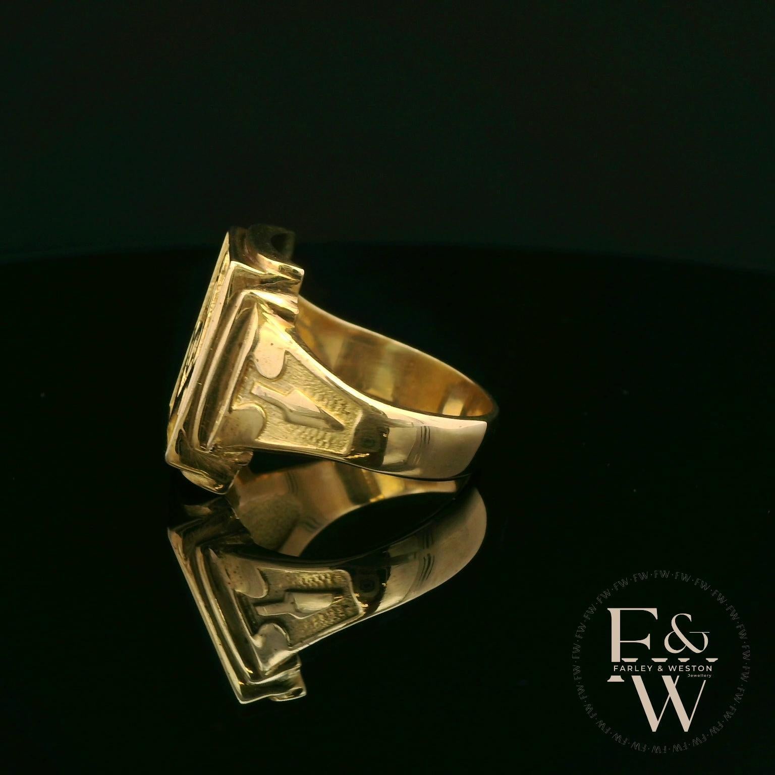 9ct Yellow Gold Large Masonic Signet Ring