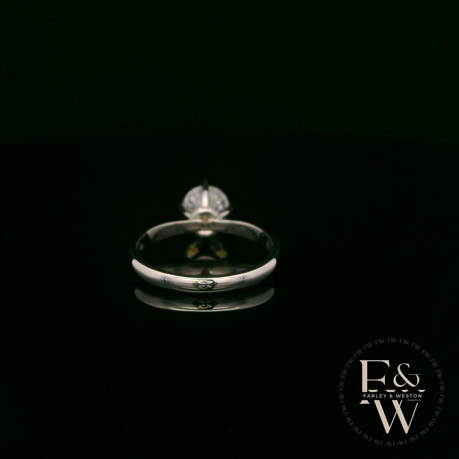 9ct White Gold White Moissanite Single Stone with Bezel Set Head Ring