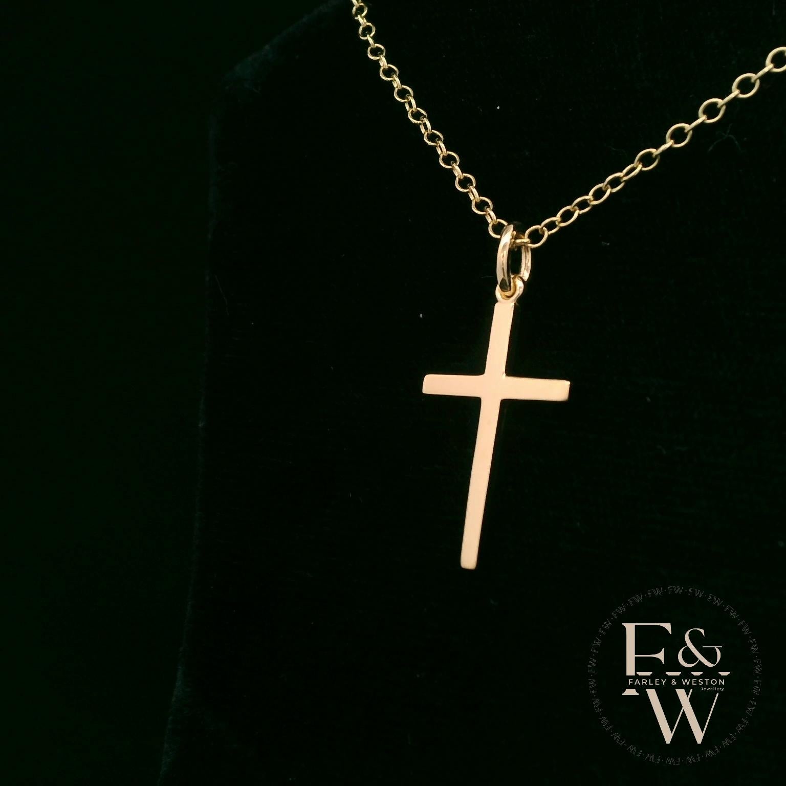 9ct Yellow Gold Small Plain Cross Pendant