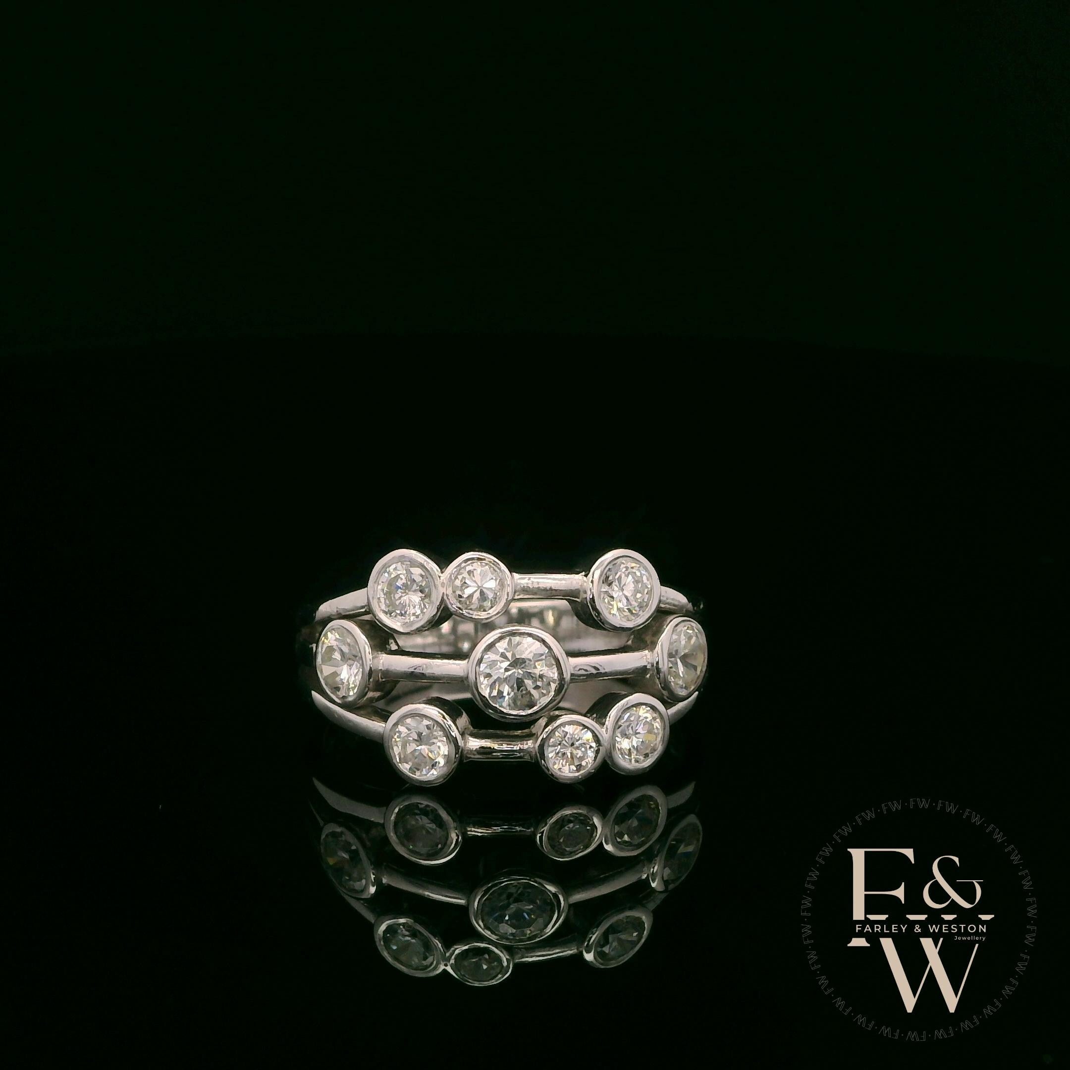 Diamond Unique 9ct White Gold Raindance Ring