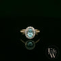 Lab Grown Aqua and Diamond 9ct Yellow Cluster Ring