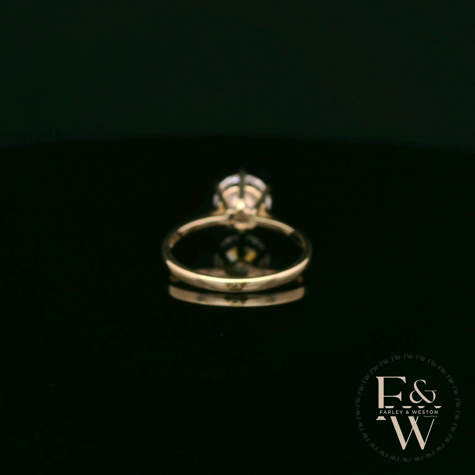 9ct Yellow Gold White Moissanite Single Stone Ring