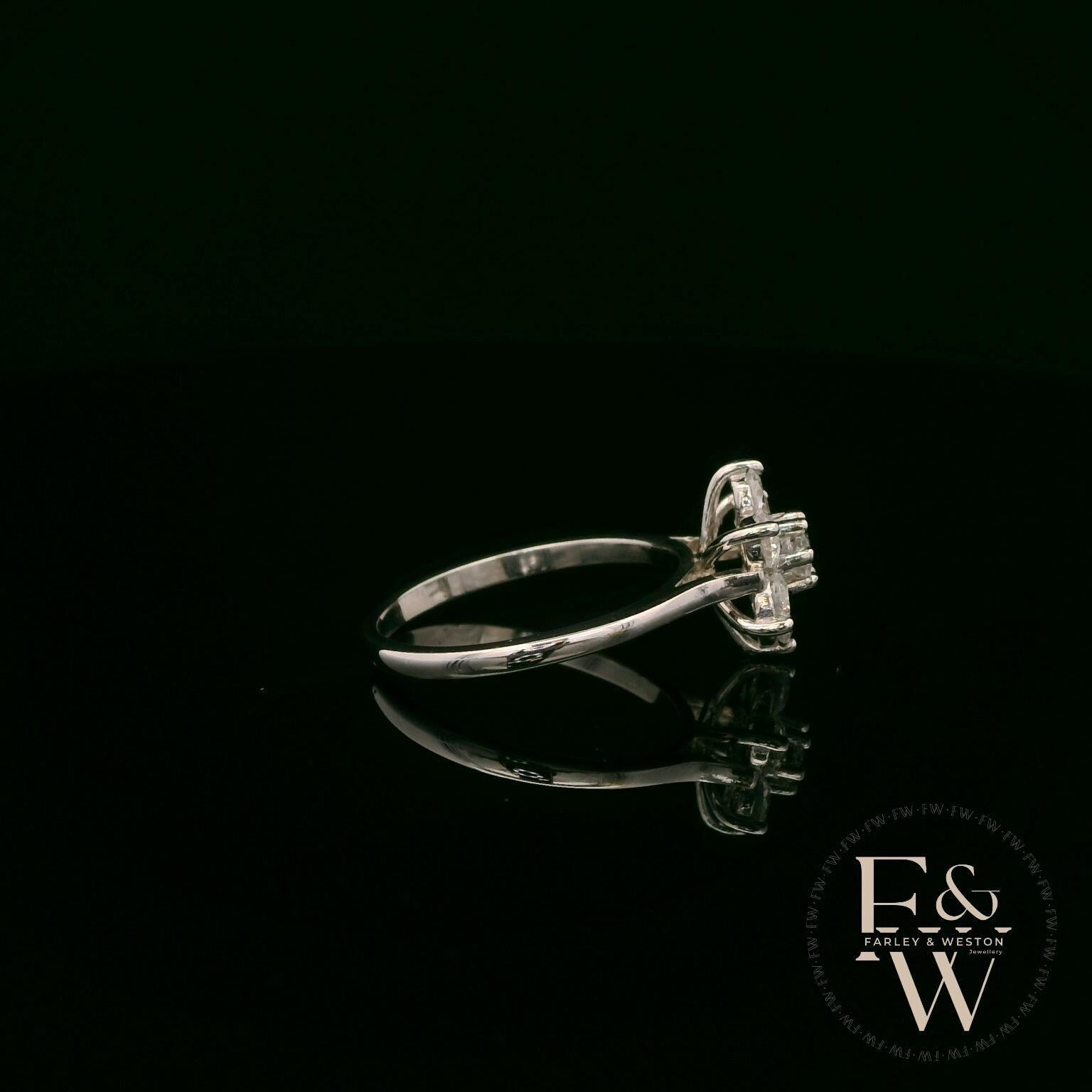 Swarovski Silver & White CZ Floral Ring