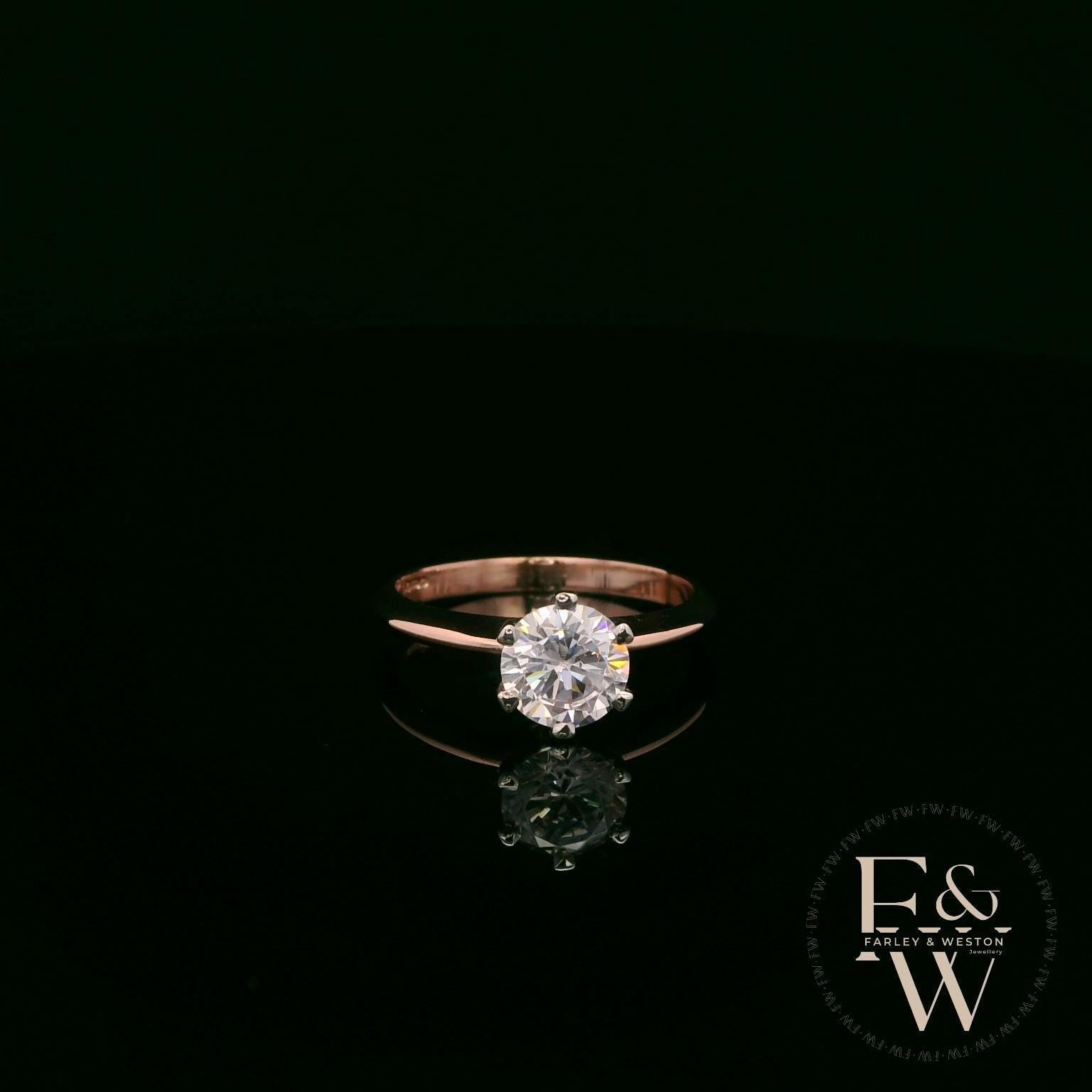 Solitaire Moissanite & 9ct Rose Gold Engagement Ring
