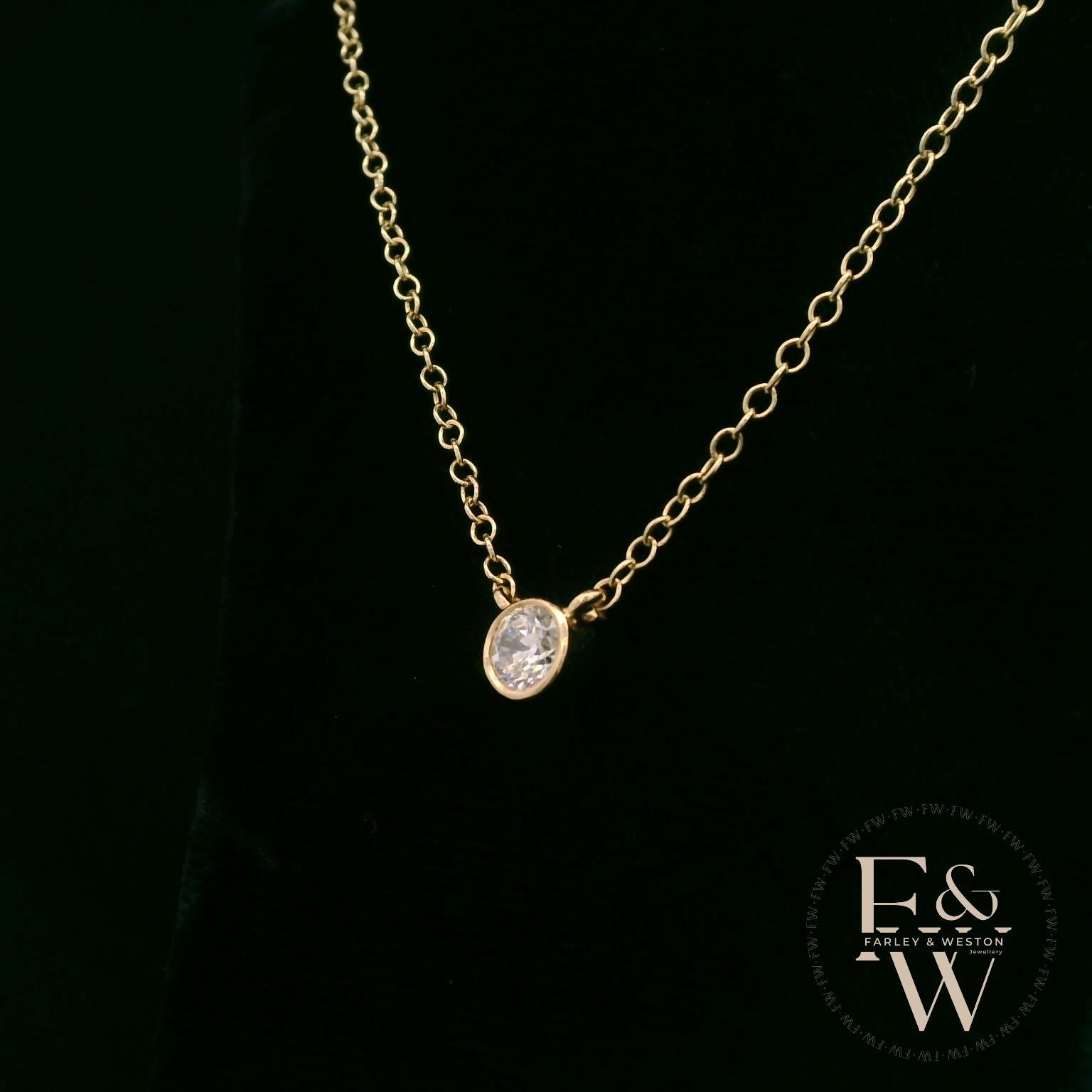 9ct Yellow Gold Single Stone Moissanite Necklace