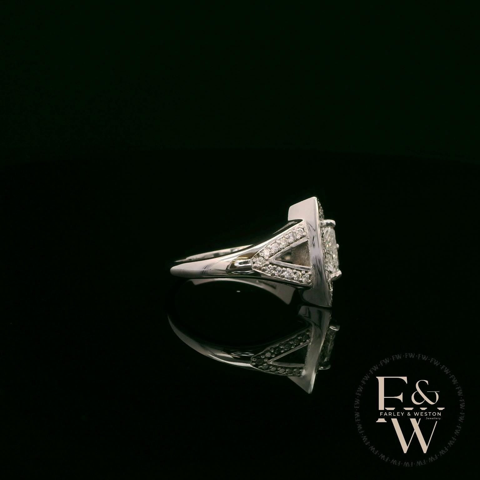 18ct White Gold Trillion-Cut Diamond Cluster Ring