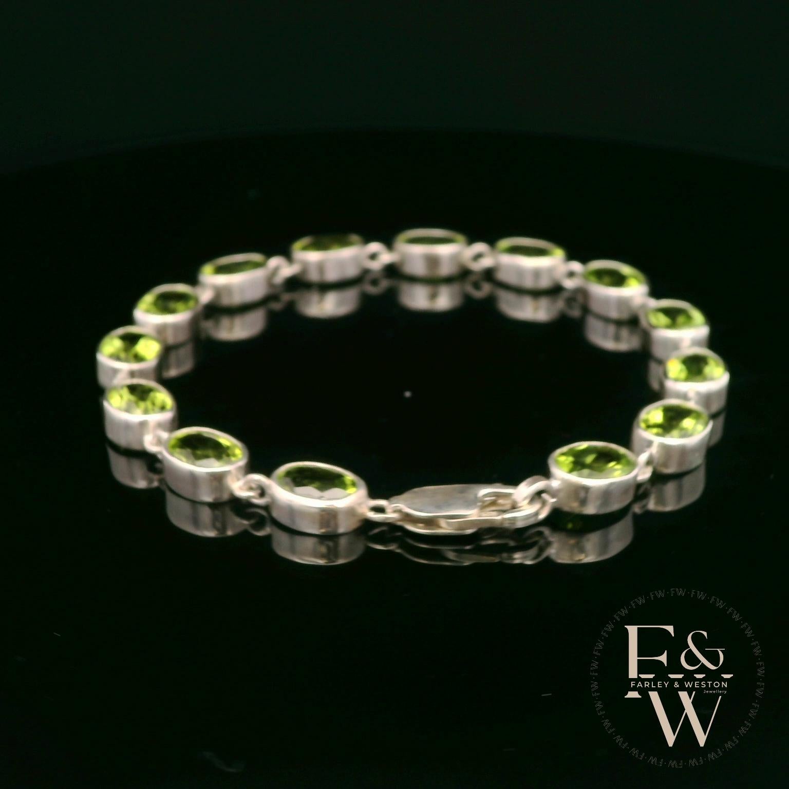 Sterling Silver Oval Peridot Bracelet