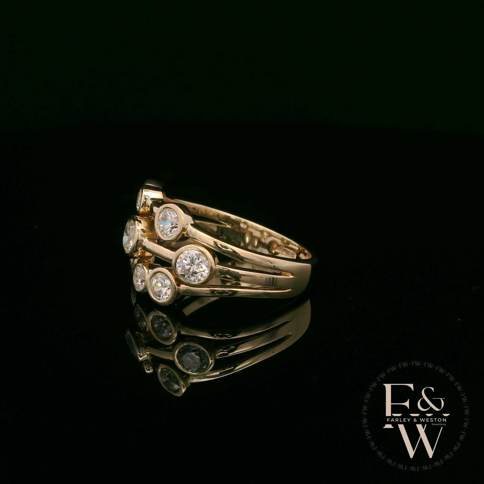Diamond Unique 9ct Yellow Gold Raindance Ring