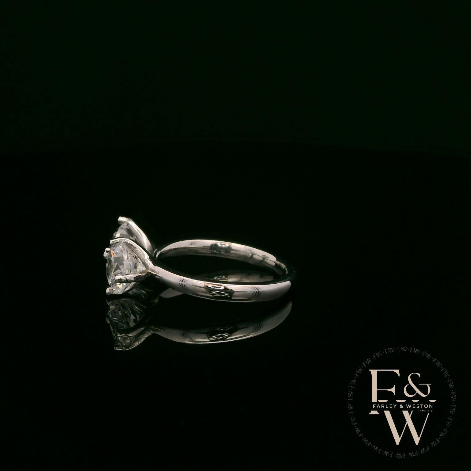 Double Moissanite & 9ct White Gold Ring