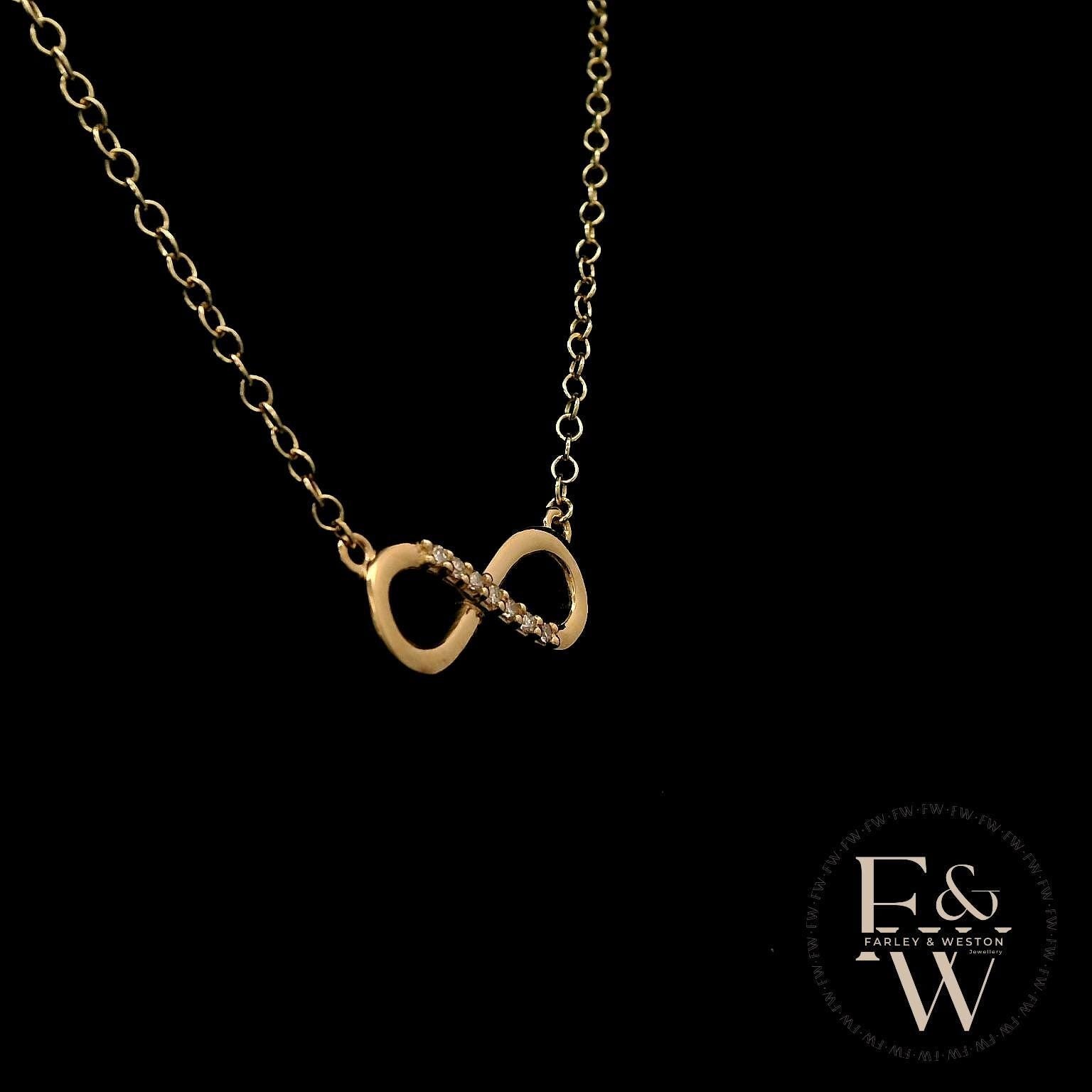 9ct Yellow Gold Infinity Moissanite Pendant