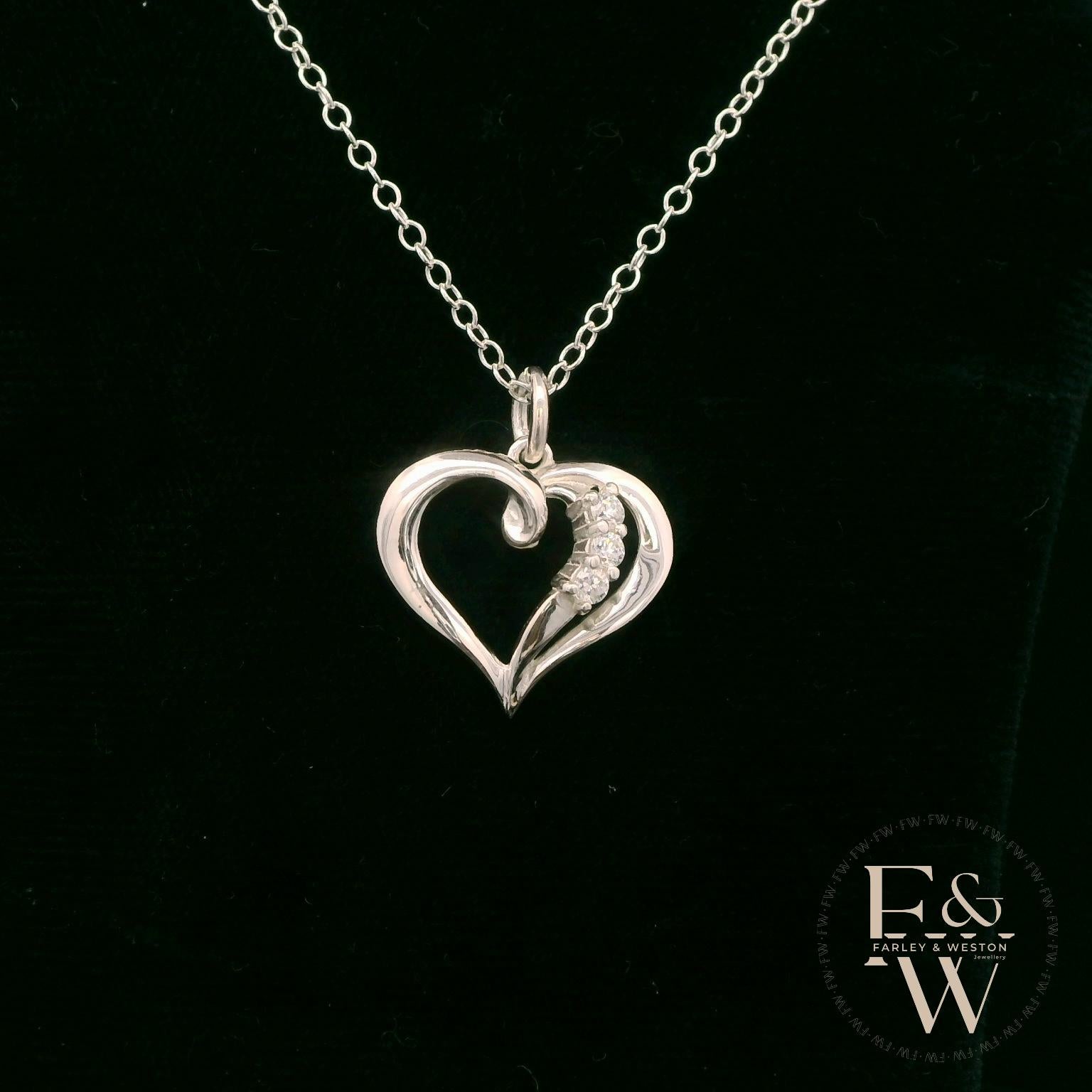 Sterling Silver White Moissanite Heart Pendant