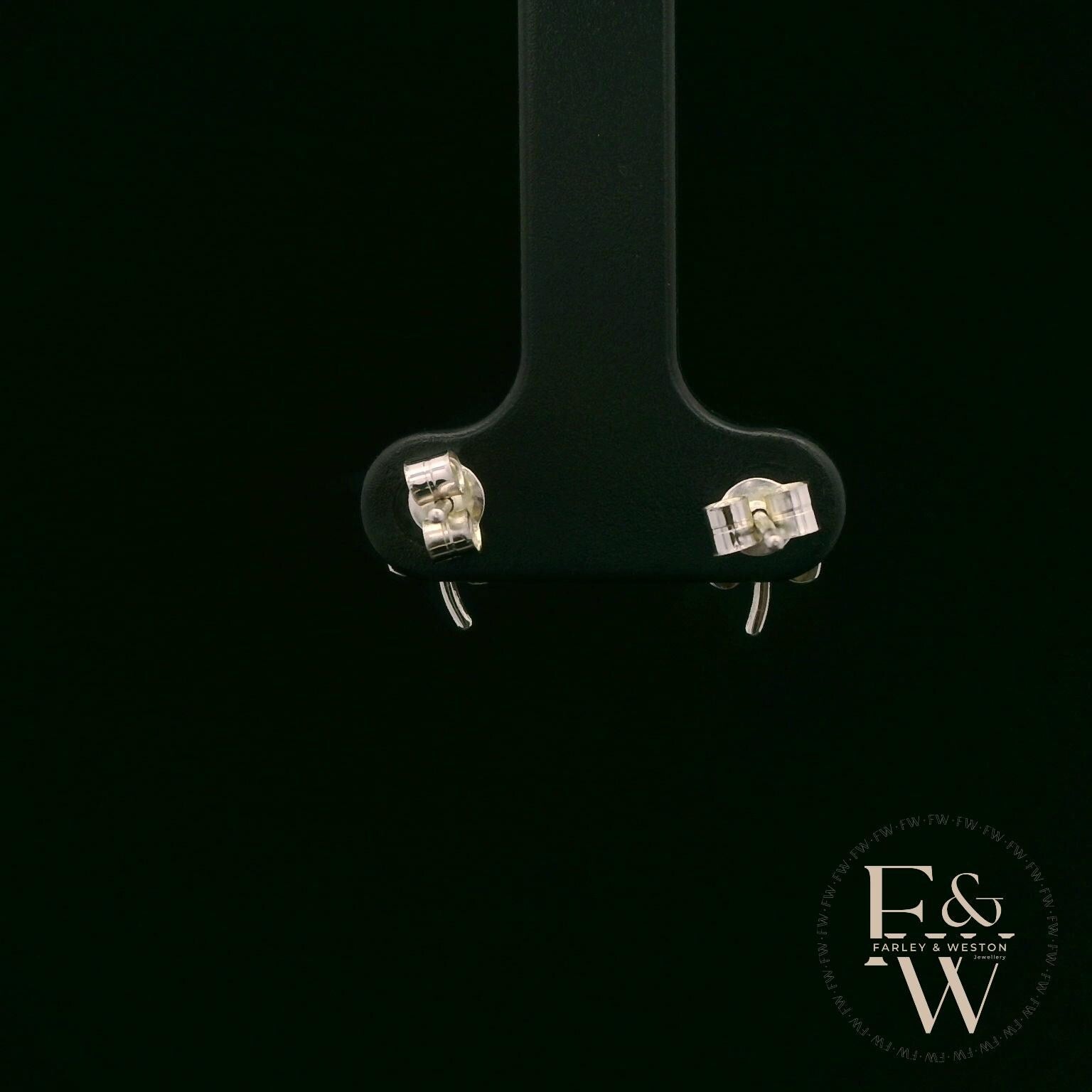 3 Leaf Clover 9ct White Gold Studs
