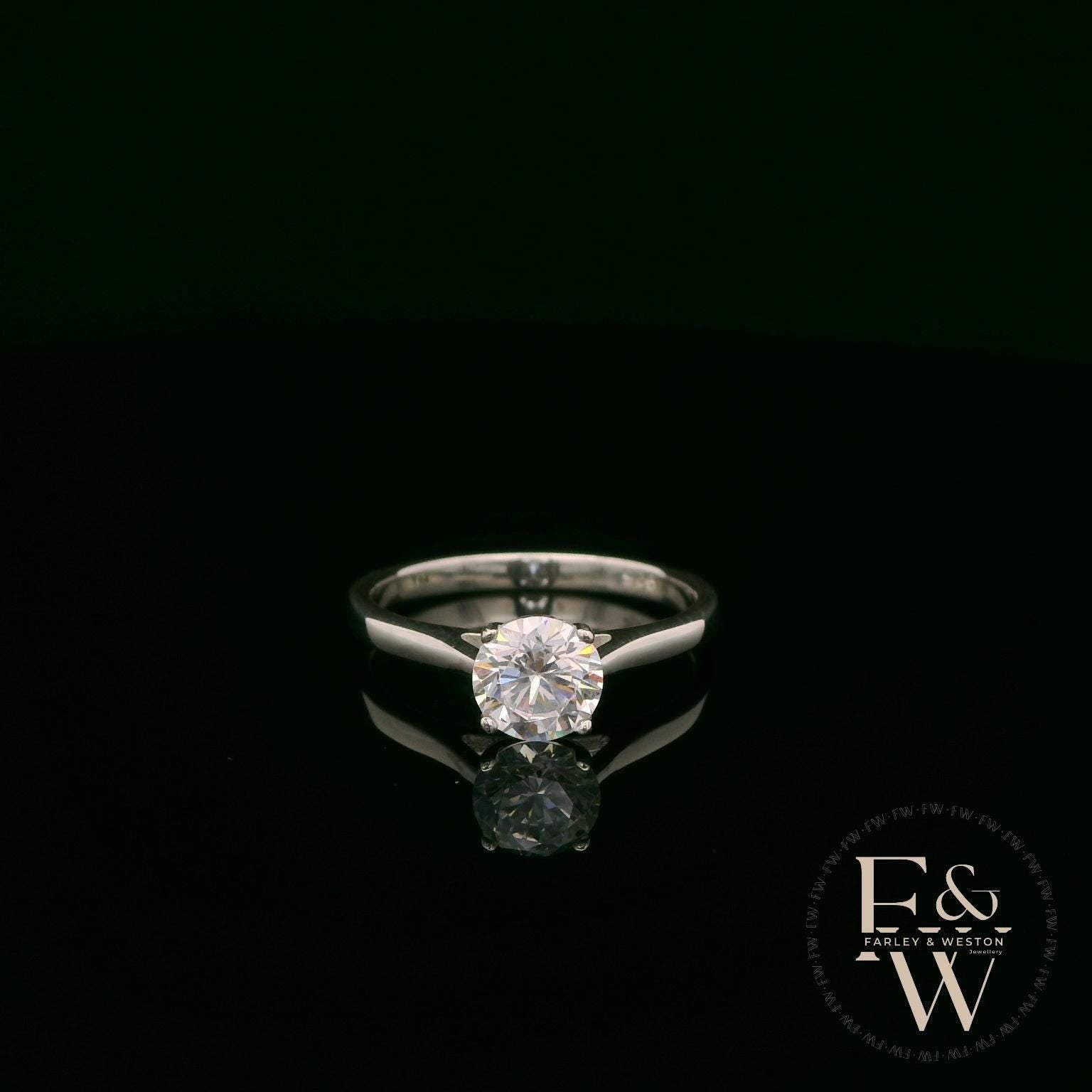 Solitaire Mossanite & Silver Engagement Ring