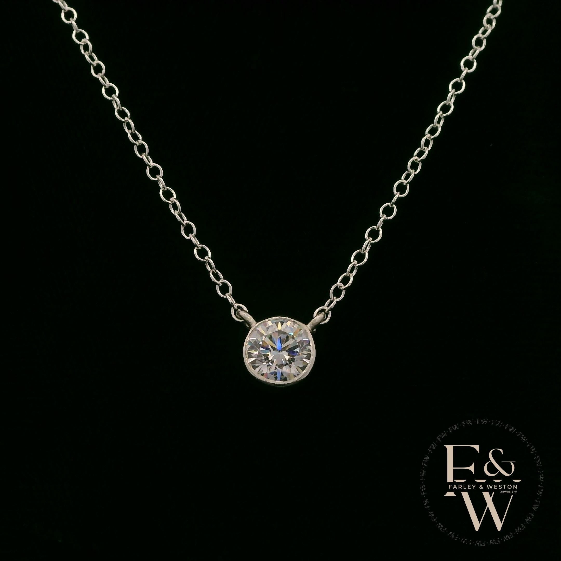 Sterling Silver Single Stone Moissanite Necklace