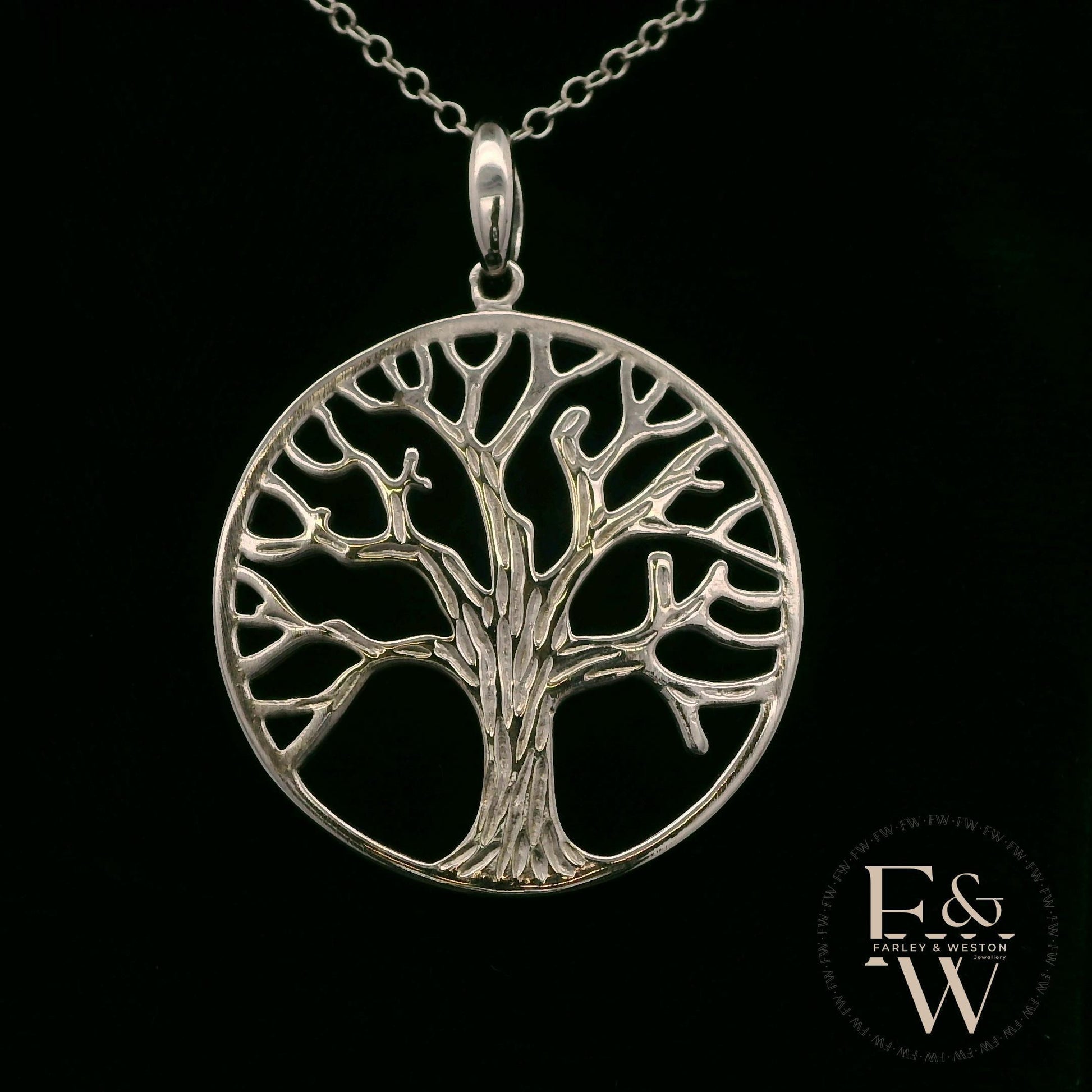 9ct White Gold 'Tree of Life' Pendant