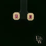 18ct Yellow Gold Emerald-Cut Ruby & Diamond Studs