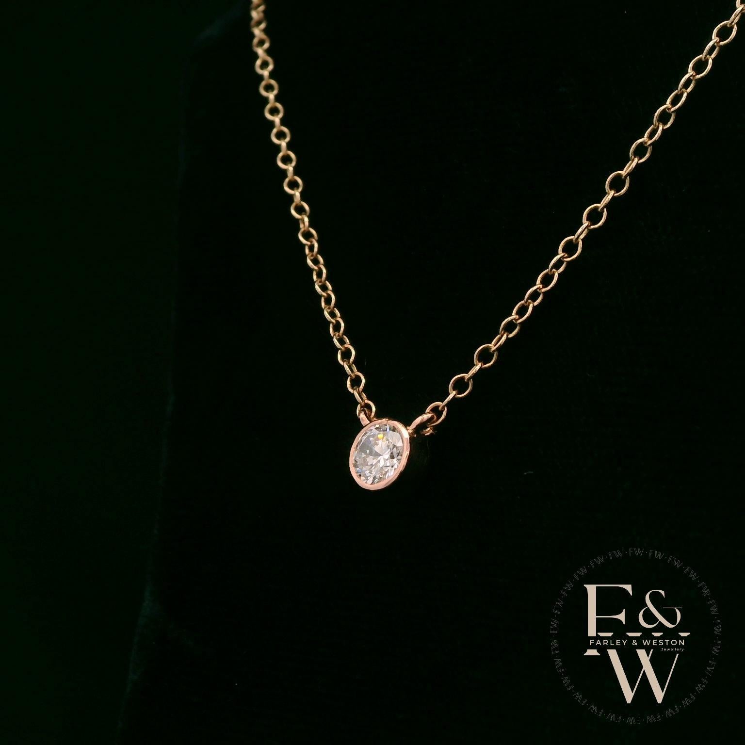 9ct Rose Gold Single Stone Lab Grown Diamond Necklace