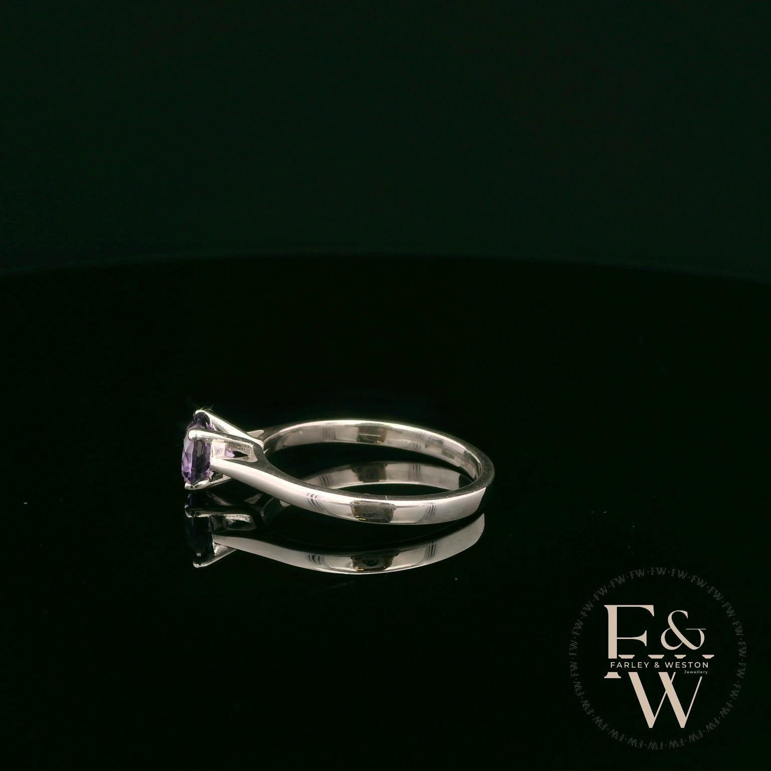 Solitaire Alexandrite & Silver Engagement Ring