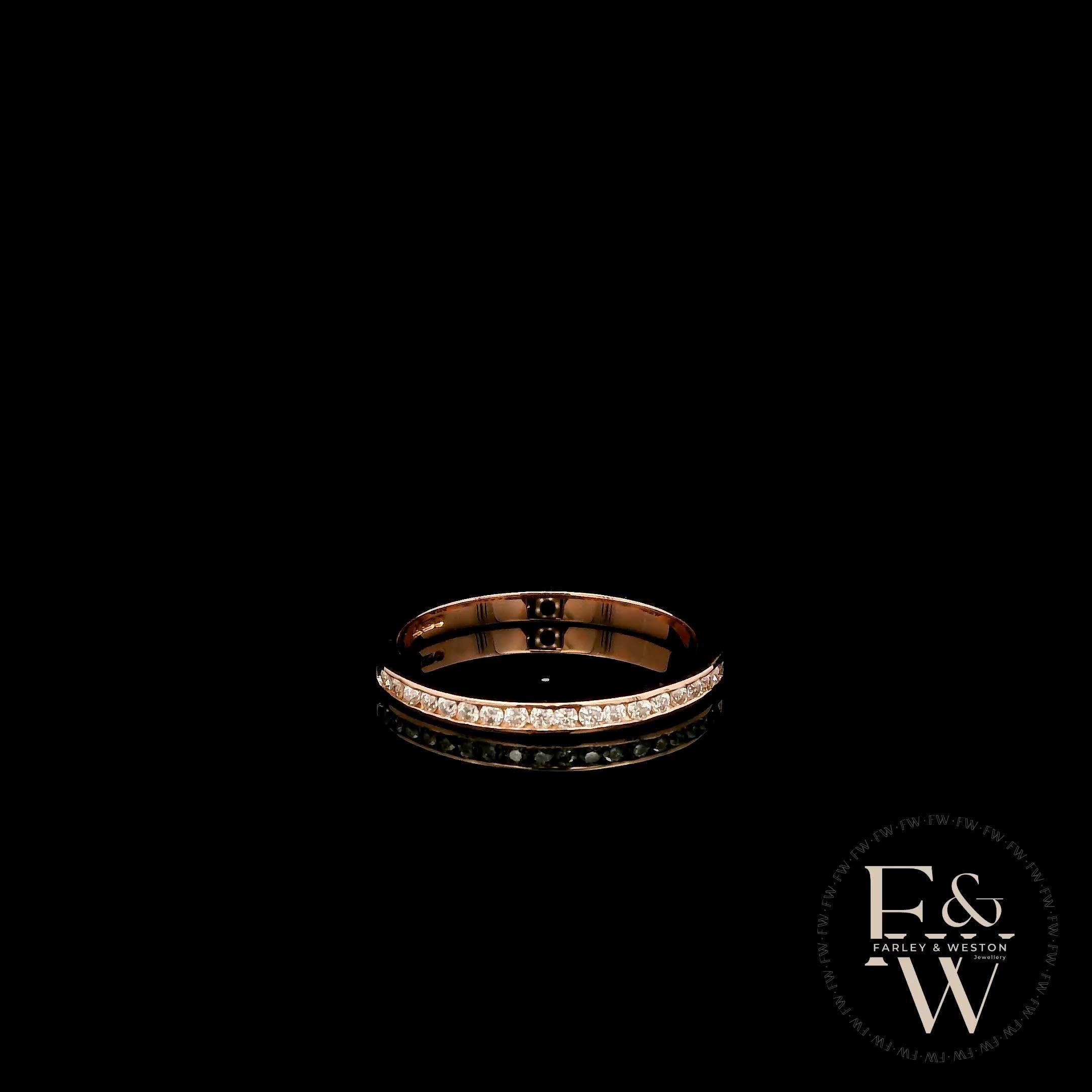 9ct Rose Gold Channel Set Lab-Grown Diamond Half-Eternity Ring