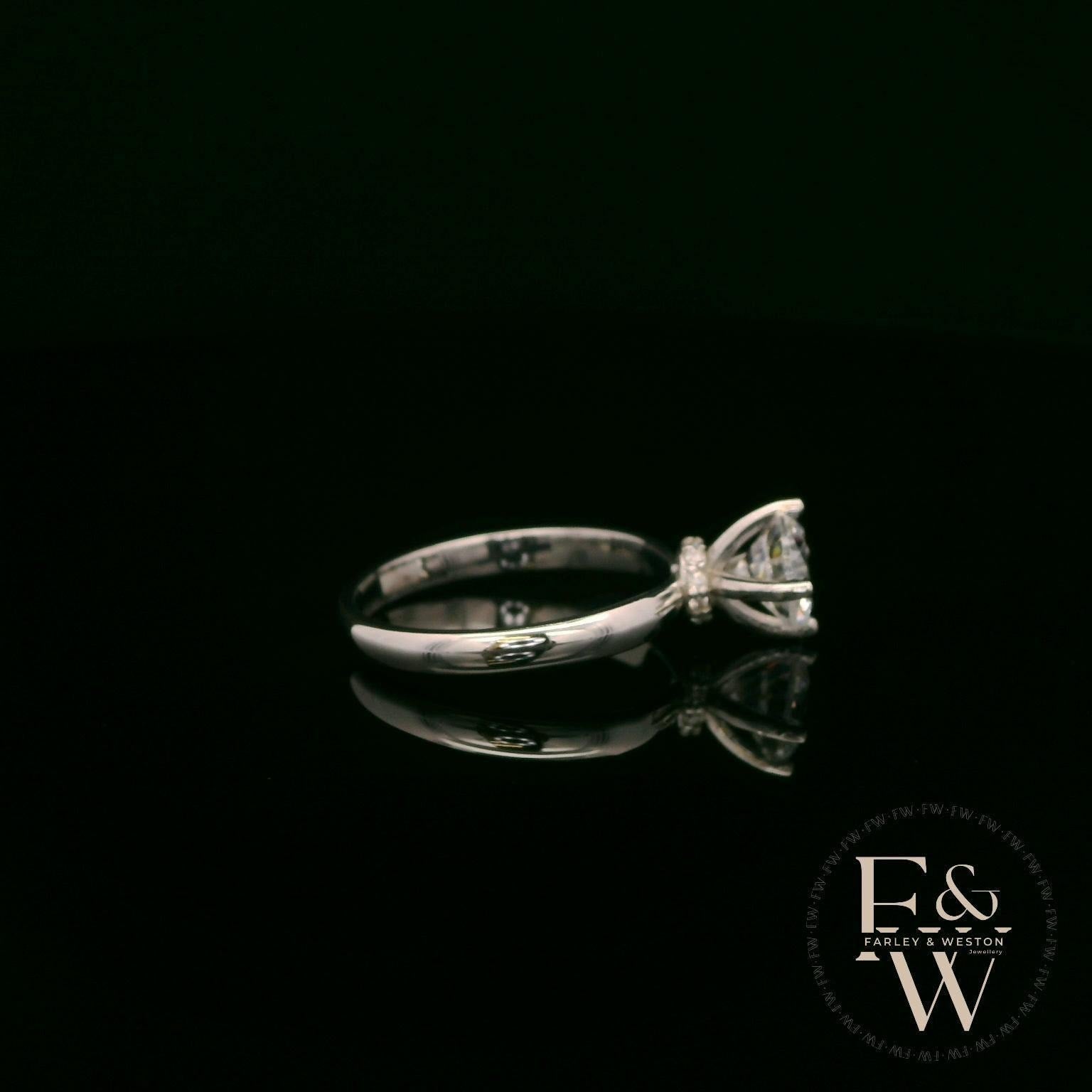 9ct White Gold Lab Grown Diamond Single Stone with Bezel Set Head Ring