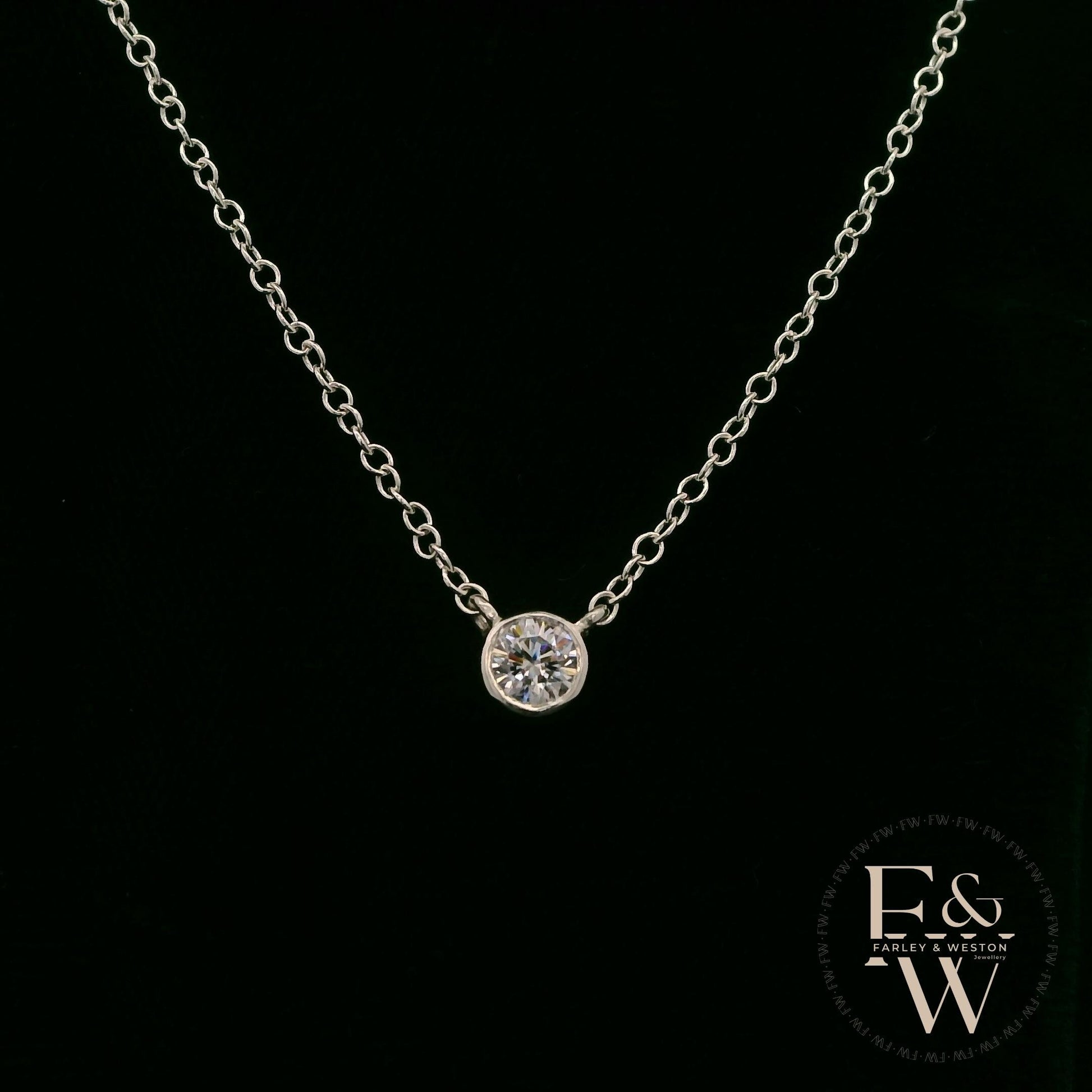 Sterling Silver Single Stone White Moissanite Necklace
