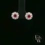 18ct White Gold Round-Cut Ruby & Diamond Studs