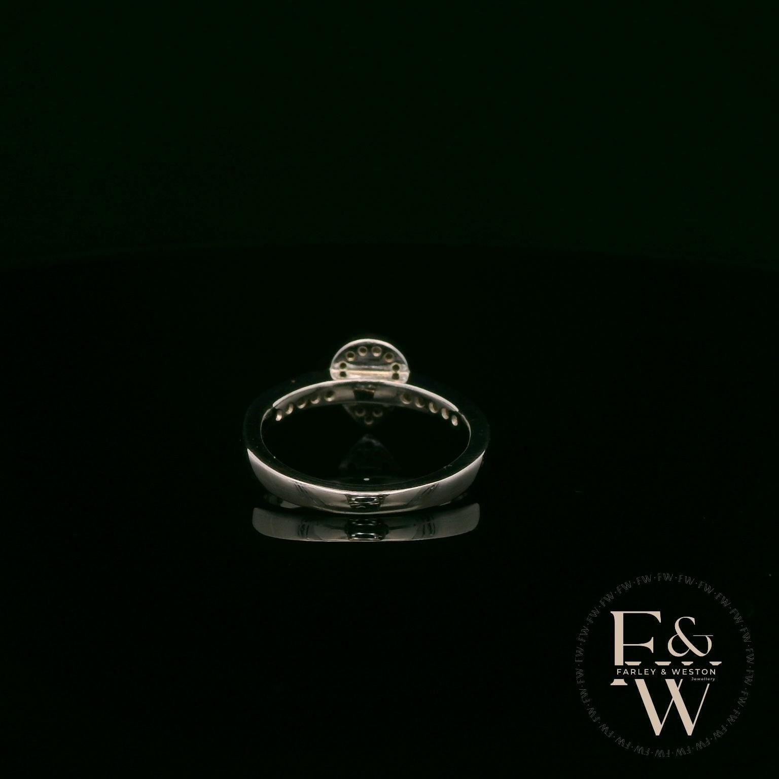 Swarovski Silver & White CZ Pear-Shaped Halo Ring